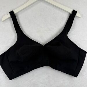 Cacique Cotton No Wire Wireless Bra‎ Black 44D 1531 5096 Plus Size Comfort